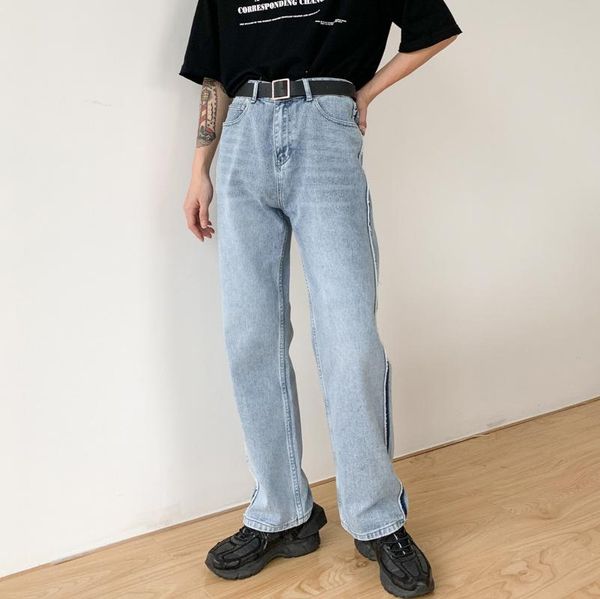 men vintage washed side stripe loose casual wide leg straight denim pants male japan korea streetwear hip hop jeans trousers, Blue
men vintage washed side stripe loose casual wide leg straight denim pants male japan korea streetwear hip hop jeans trousers, Blue