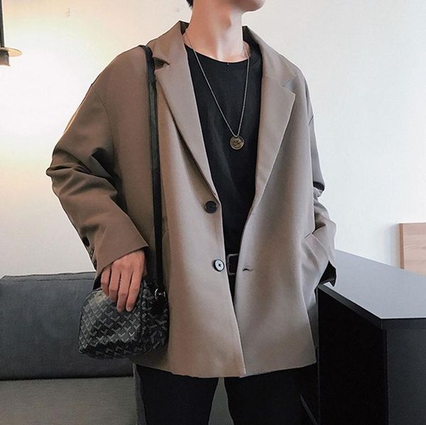 men's suits & blazers autumn blazer fashion solid color business casual dress jacket men streetwear wild loose korean suit jackets mens, White;black
men's suits & blazers autumn blazer fashion solid color business casual dress jacket men streetwear wild loose korean suit jackets mens, White;black