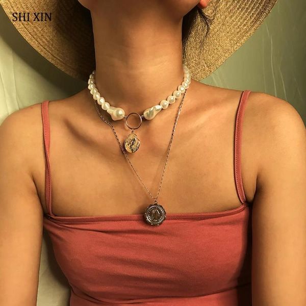 shixin bohemian multi layered chain chokers necklaces for women pearl necklaces with coin pendants necklace 2020 fashion jewelry, Silver
shixin bohemian multi layered chain chokers necklaces for women pearl necklaces with coin pendants necklace 2020 fashion jewelry, Silver