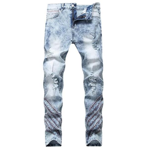 2020 vintage designer men biker jeans slim embroidered denim pants brand jeans men fashion classical street homme w887, Blue
2020 vintage designer men biker jeans slim embroidered denim pants brand jeans men fashion classical street homme w887, Blue