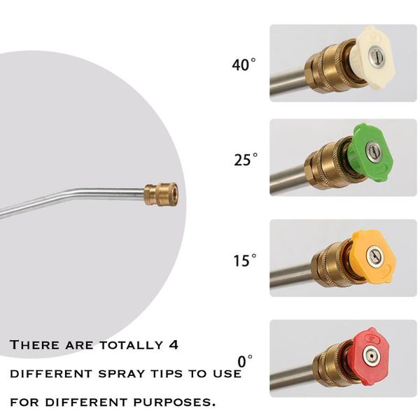 high pressure car washer jet lance for karcher k series with 4 nozzle tips adjustable angle sprayer curved rod washer
high pressure car washer jet lance for karcher k series with 4 nozzle tips adjustable angle sprayer curved rod washer