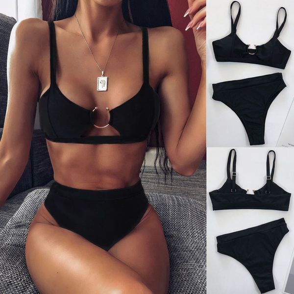 z2 solid bikini set women push up padded leopard print swimwear femme halter swimsuit beachwear set biquini 2020, White;black
z2 solid bikini set women push up padded leopard print swimwear femme halter swimsuit beachwear set biquini 2020, White;black