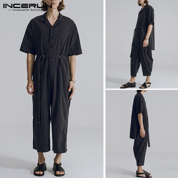 incerun mens fashion cargo jumsuits short sleeve lapel rompers solid color overalls pants man buttons joggers streetwear s-5xl, Black
incerun mens fashion cargo jumsuits short sleeve lapel rompers solid color overalls pants man buttons joggers streetwear s-5xl, Black