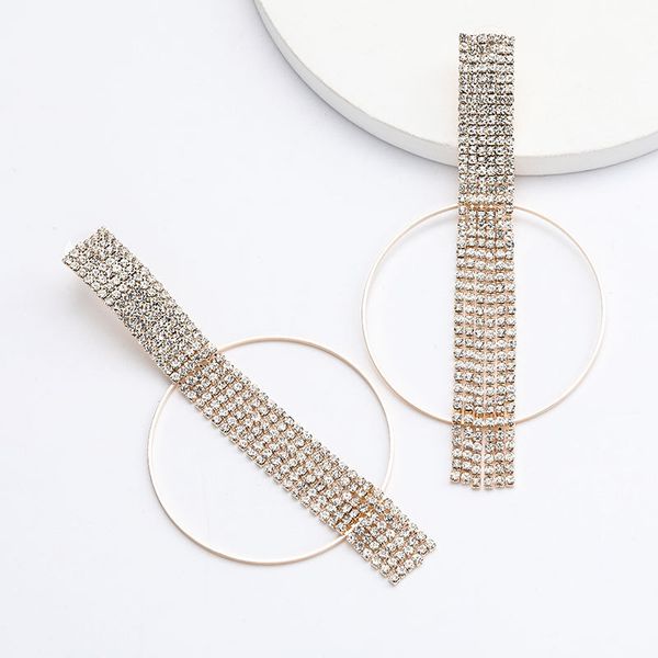 personalized creative alloy ring rhinestone diamond tassel earrings women's fashion dinner earring temperament cold wind, Golden
personalized creative alloy ring rhinestone diamond tassel earrings women's fashion dinner earring temperament cold wind, Golden