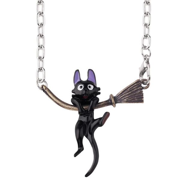 miyazaki hayao cartoon movie jewelry kiki's delivery service necklace black cat flying yellow broom pendant necklace for women, Silver
miyazaki hayao cartoon movie jewelry kiki's delivery service necklace black cat flying yellow broom pendant necklace for women, Silver