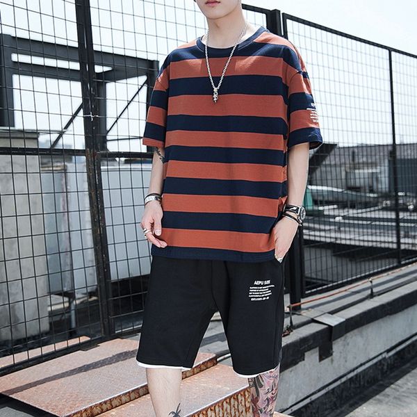 striped shorts men tracksuit o-neck pullover casual sport mens t-shirts short trousers lightweight tracksuits fashion summer clothing, Gray
striped shorts men tracksuit o-neck pullover casual sport mens t-shirts short trousers lightweight tracksuits fashion summer clothing, Gray