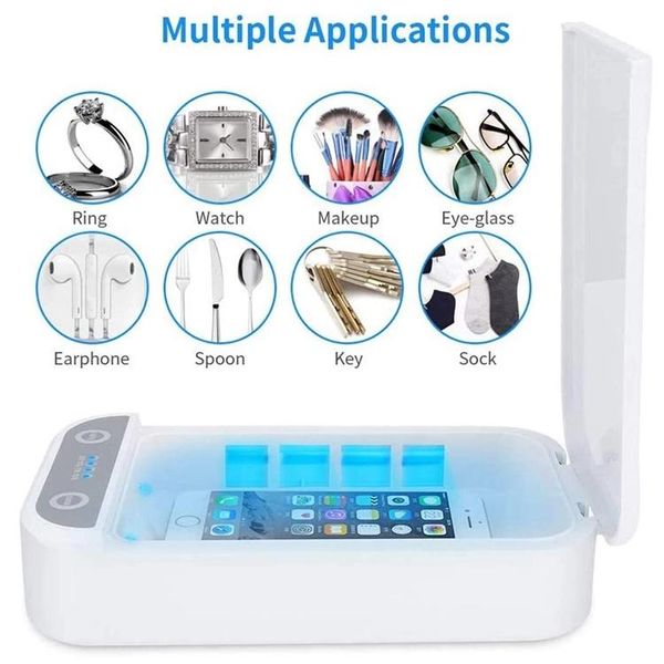 2020 5V UV Phone Sterilizer Box Jewelry Phones Cleaner Personal Sanitizer Disinfection Cabinet with Aroma Esterilizador For Mask
2020 5V UV Phone Sterilizer Box Jewelry Phones Cleaner Personal Sanitizer Disinfection Cabinet with Aroma Esterilizador For Mask