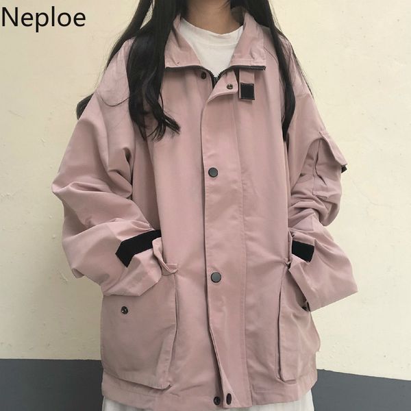 neploe 2020 autumn winter new women jacket zipper stand neck long sleeve coat vintage causal pockets cargo jackets 4d096, Black;brown
neploe 2020 autumn winter new women jacket zipper stand neck long sleeve coat vintage causal pockets cargo jackets 4d096, Black;brown