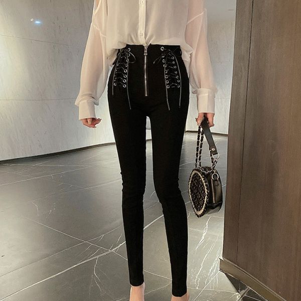 womens korean-style fashionable design lace-up pants 2020 new style high waist slim spring and autumn cropped pencil pants tide, Black;white
womens korean-style fashionable design lace-up pants 2020 new style high waist slim spring and autumn cropped pencil pants tide, Black;white