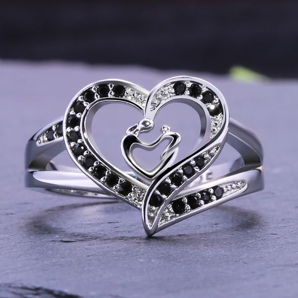 aprilgrass brand elegant heart shaped infinite love ring band for women with micro paved black tiny stone new year birthday gift for mom, Silver
aprilgrass brand elegant heart shaped infinite love ring band for women with micro paved black tiny stone new year birthday gift for mom, Silver