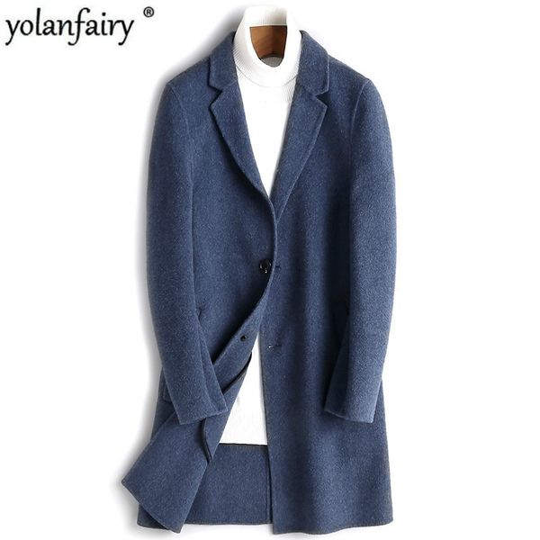 men's wool & blends autumn winter jacket men double-side woolen coat streetwear windbreaker mens jackets and coats abrigo 4432 y1970, Black