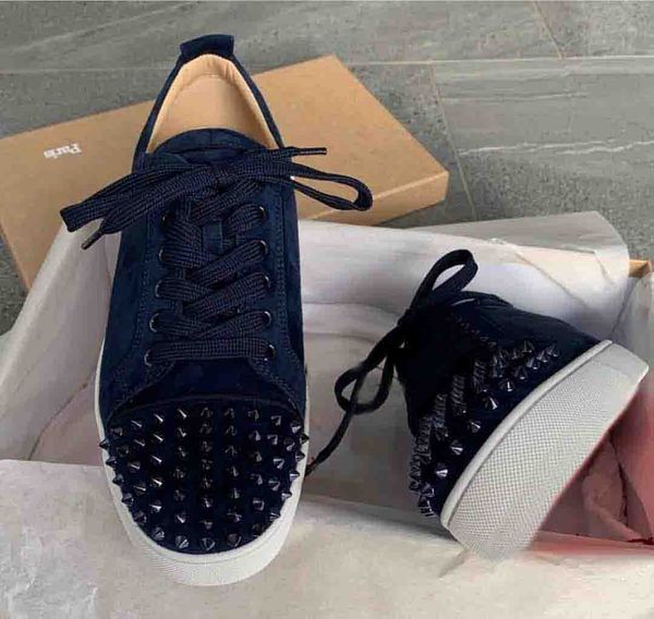 designer shoe navy blue red soles shoes men studs junior sneakers women's vieirissima calfskin leather skateboard walking comfortable o, Black
designer shoe navy blue red soles shoes men studs junior sneakers women's vieirissima calfskin leather skateboard walking comfortable o, Black