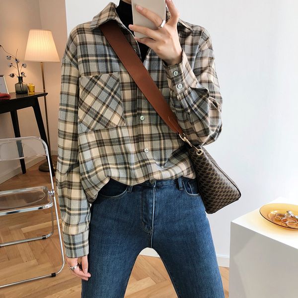 mooirue autumn 2020 women boyfriend shirt lattice thickening long loose plaid long turn-down collar blouse feminino cardigan, White
mooirue autumn 2020 women boyfriend shirt lattice thickening long loose plaid long turn-down collar blouse feminino cardigan, White
