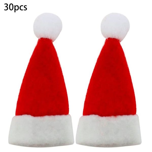 30pcs/set mini christmas hat santa claus hat xmas lollipop ornament decor