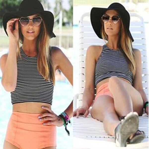 women's split high bikini swimsuit waist bikini striped orange pants swimsuit split popular, White;black
women's split high bikini swimsuit waist bikini striped orange pants swimsuit split popular, White;black