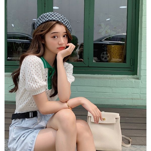 lin shanshan polo hollow-out women's 2020 summer knitwear knitwear new slim fit simple short sleeve, White
lin shanshan polo hollow-out women's 2020 summer knitwear knitwear new slim fit simple short sleeve, White