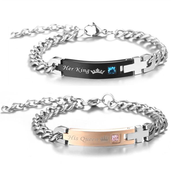 his queen her king couple bracelets stain steel crystal charm bangle for women men fashion jewelry birthday gift, Golden;silver
his queen her king couple bracelets stain steel crystal charm bangle for women men fashion jewelry birthday gift, Golden;silver