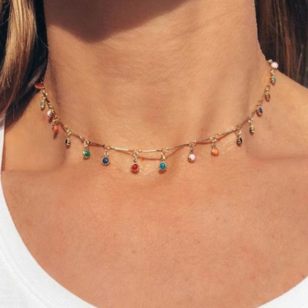 bohemian color small water drop clavicle chain necklace charming women tassel pendant choker accessories creative jewelry gifts, Silver
bohemian color small water drop clavicle chain necklace charming women tassel pendant choker accessories creative jewelry gifts, Silver