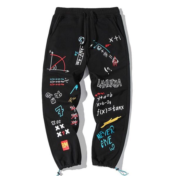 брюки мужчины hip hop cute letter печать граффити joggers sweatpants повседневный cozy сыпучие спорт трек брюки streetwear, Black 
брюки мужчины hip hop cute letter печать граффити joggers sweatpants повседневный cozy сыпучие спорт трек брюки streetwear, Black