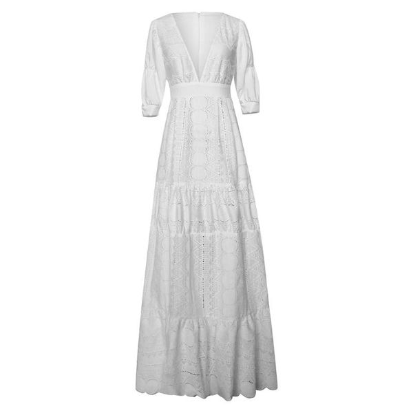 casual dresses elegant white lace dress women holiday hollow out sundress puff-sleeve solid color v-neck maxi female summer, Black;gray
casual dresses elegant white lace dress women holiday hollow out sundress puff-sleeve solid color v-neck maxi female summer, Black;gray