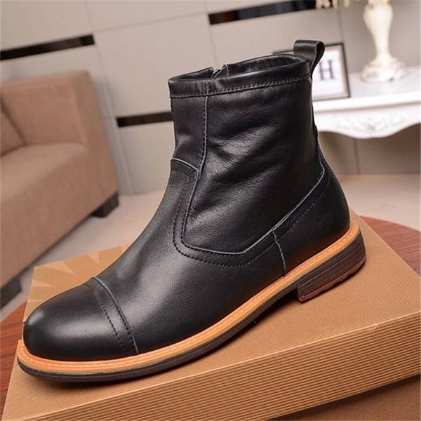 men ankle boots genuine leather round toe anti slip male shoe autumn winter wool inside warm breathable, Black
men ankle boots genuine leather round toe anti slip male shoe autumn winter wool inside warm breathable, Black