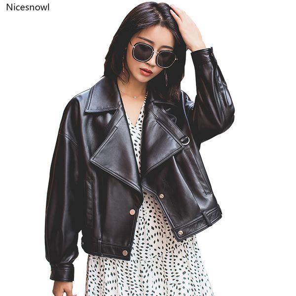 autumn faux leather jacket women loose turndown collar ladies biker punk jackets single breasted motorcycle leather coats, Black 
autumn faux leather jacket women loose turndown collar ladies biker punk jackets single breasted motorcycle leather coats, Black