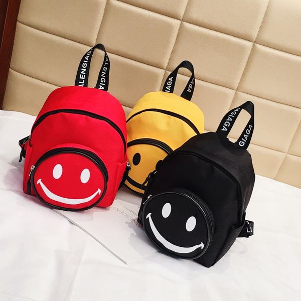 new canvas children's canvas backpack korean fashion printed children's backpack cute cartoon smiling face kindergarten bag