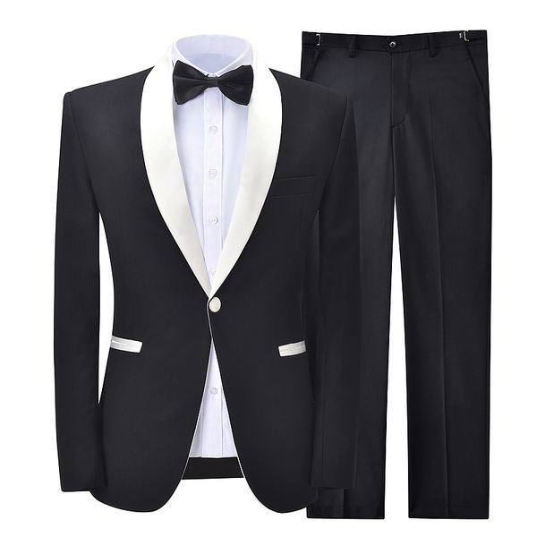black men's suits 2 pcs shawl lapel slim fit blazer formal prom terno tuxedos groomsmen for wedding fashion (blazer+pants, White;black
black men's suits 2 pcs shawl lapel slim fit blazer formal prom terno tuxedos groomsmen for wedding fashion (blazer+pants, White;black