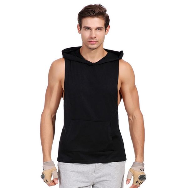 men thin sleeveless vest pullover hooded breathable anti-sweat cotton spandex tank hoodies sportswear with pocket, Black;blue
men thin sleeveless vest pullover hooded breathable anti-sweat cotton spandex tank hoodies sportswear with pocket, Black;blue