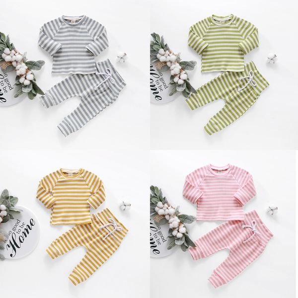 2020 autumn sell products children's knitted striped cotton striped high waist belly protective pants set, White
2020 autumn sell products children's knitted striped cotton striped high waist belly protective pants set, White