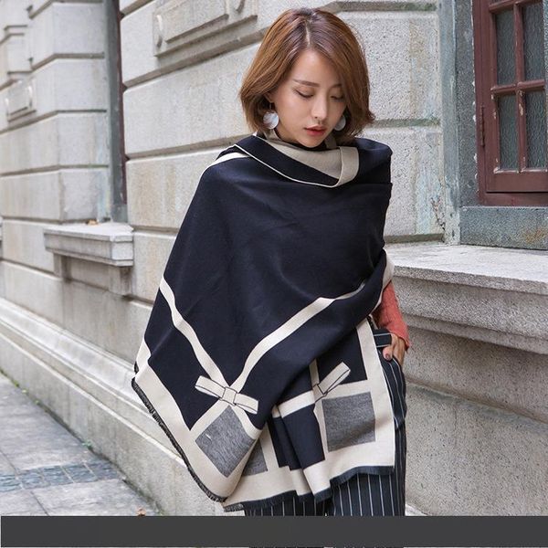 designer scarf autumn winter bow wild long warm women's bib shaw christmas gift, Blue;gray
designer scarf autumn winter bow wild long warm women's bib shaw christmas gift, Blue;gray
