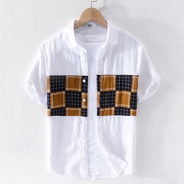 men's casual shirts 100% linen summer men shirt short sleeve white color matching for fashion retro mens chemise overhemd, White;black
men's casual shirts 100% linen summer men shirt short sleeve white color matching for fashion retro mens chemise overhemd, White;black