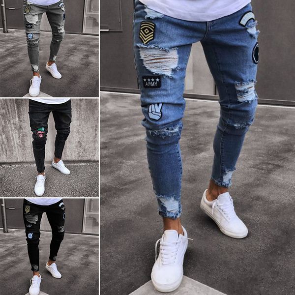 2020 men hip hop ripped hole skinny slim fit pencil denim jeans pants trousers high quality, Blue
2020 men hip hop ripped hole skinny slim fit pencil denim jeans pants trousers high quality, Blue