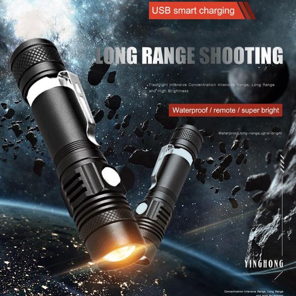 350lm Glare Flashlights T6 Led Outdoor Camping Folding Portable Maintenance Usb Charging 3 Modes Torch Light