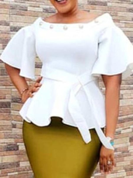 elegant white women work blouse summer african 2020 high waist tunic peplum ruffle shirts office lady falbaba blouses
elegant white women work blouse summer african 2020 high waist tunic peplum ruffle shirts office lady falbaba blouses