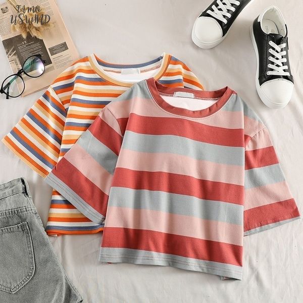 summer graphic tees women ulzzang short sleeve t shirt korean kawaii rainbow stripes t shirts harajuku casual o neck crop top, White
summer graphic tees women ulzzang short sleeve t shirt korean kawaii rainbow stripes t shirts harajuku casual o neck crop top, White