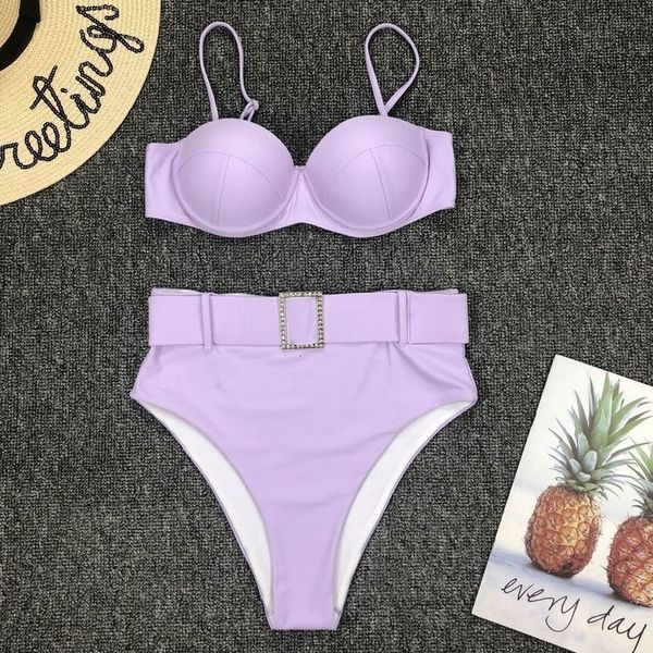 solid purple bikini set push up swimwear women cut out bathing suit polyester two piece swimsuit bathers buckle high waist bikini, White;black
solid purple bikini set push up swimwear women cut out bathing suit polyester two piece swimsuit bathers buckle high waist bikini, White;black