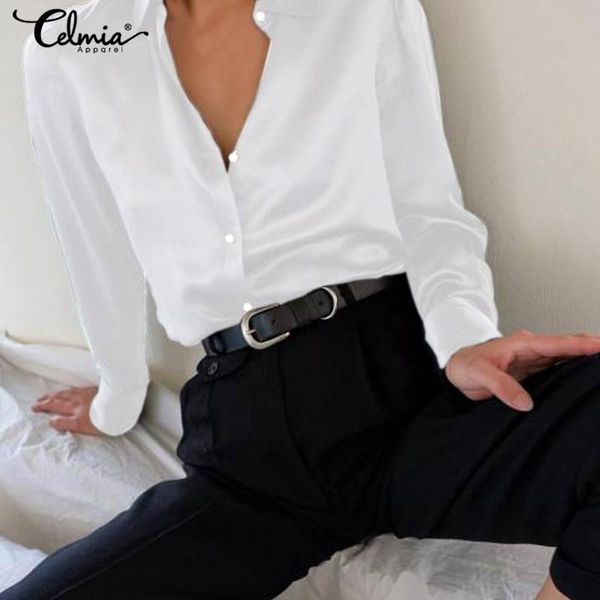 2019 celmia женщины атласная блузка корейской моды с длинным рукавом vintage femme v шеи street рубашки элегантный ol silk blusas femininas, White
2019 celmia женщины атласная блузка корейской моды с длинным рукавом vintage femme v шеи street рубашки элегантный ol silk blusas femininas, White