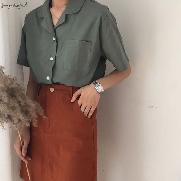 short sleeve women summer solid color shirt short sleeve suit collar small lapel shirt loose casual blouse, White
short sleeve women summer solid color shirt short sleeve suit collar small lapel shirt loose casual blouse, White