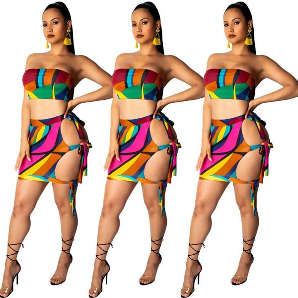 1l004 summer women two piece set various colors print strapless bandage short skirt, Gray
1l004 summer women two piece set various colors print strapless bandage short skirt, Gray