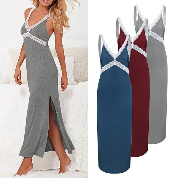 women's sleepwear split sleeveless zanzea v neck lace solid long nightdress women feminino strappy summer sundress homedress plus size, Black;red
women's sleepwear split sleeveless zanzea v neck lace solid long nightdress women feminino strappy summer sundress homedress plus size, Black;red