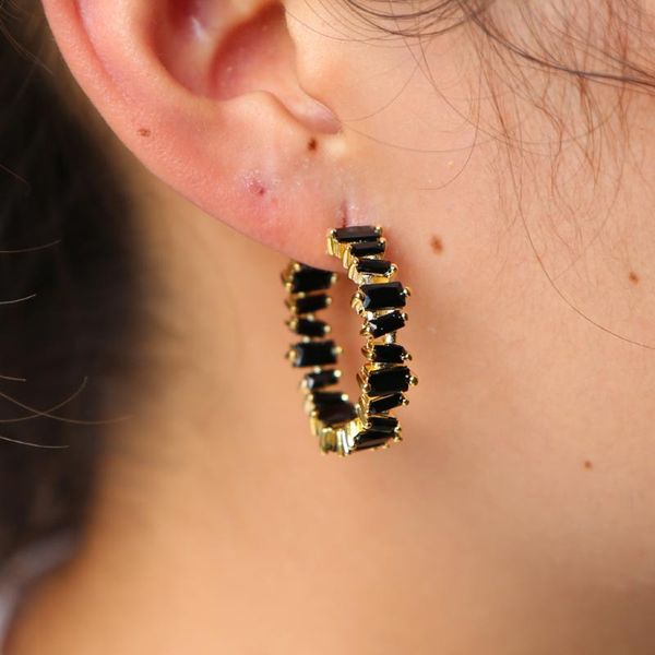 2020 summer baguette cubic zirconia hoop earring gorgeous sparking cz gold white black color classic elegant jewelry for women, Golden
2020 summer baguette cubic zirconia hoop earring gorgeous sparking cz gold white black color classic elegant jewelry for women, Golden