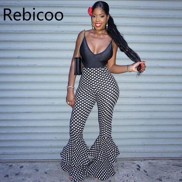 women polka dot flared high-waisted trousers ladies ruffle pants bell bottom flare pants streetwear high quality, Black;white
women polka dot flared high-waisted trousers ladies ruffle pants bell bottom flare pants streetwear high quality, Black;white