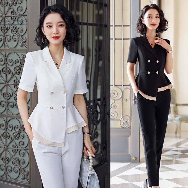 summer fashion office ladies white blazer women business suits with pant and jacket sets short sleeve female clothes
summer fashion office ladies white blazer women business suits with pant and jacket sets short sleeve female clothes