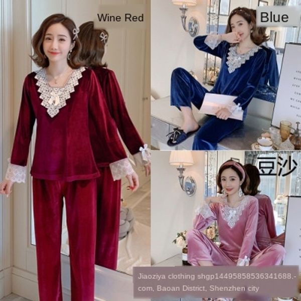 winter new golden velvet pajamas women's winter warm velvet lace side tiktok long-sleeved warm clothes clothes home clotheshome suit, Blue;red
winter new golden velvet pajamas women's winter warm velvet lace side tiktok long-sleeved warm clothes clothes home clotheshome suit, Blue;red