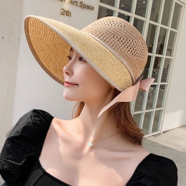 women's cool summer korean fashion sun-proof straw big edge sun beach all-match straw hat folding sun hat, Blue;gray
women's cool summer korean fashion sun-proof straw big edge sun beach all-match straw hat folding sun hat, Blue;gray
