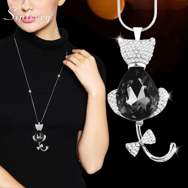 sinleery cute black glass cat pendant long necklace for women silver color chain animal jewelry bijoux femme my416
sinleery cute black glass cat pendant long necklace for women silver color chain animal jewelry bijoux femme my416
