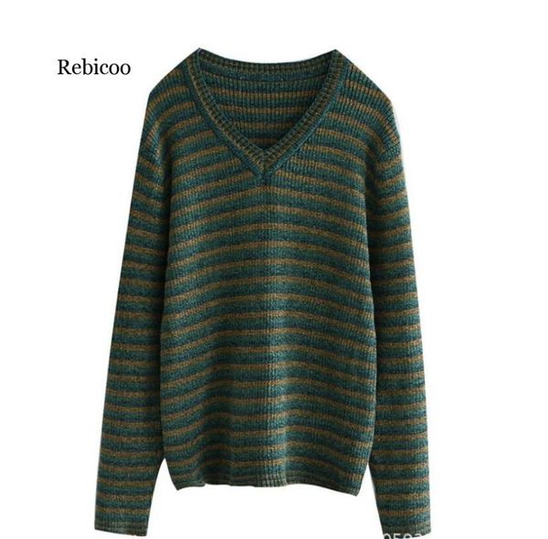 autumn winter stripe women sweater oversize knitwear pullovers sweaters green casual female knitted sweater jumper, White;black
autumn winter stripe women sweater oversize knitwear pullovers sweaters green casual female knitted sweater jumper, White;black