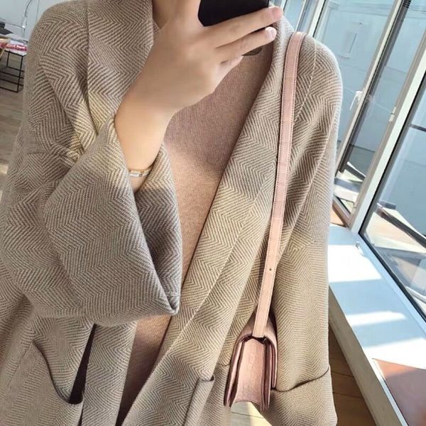women's wool & blends 2021 arrival korean style simple solid long elegant fashion v-neck minimalist sweater cardigans for ladies, Black
women's wool & blends 2021 arrival korean style simple solid long elegant fashion v-neck minimalist sweater cardigans for ladies, Black