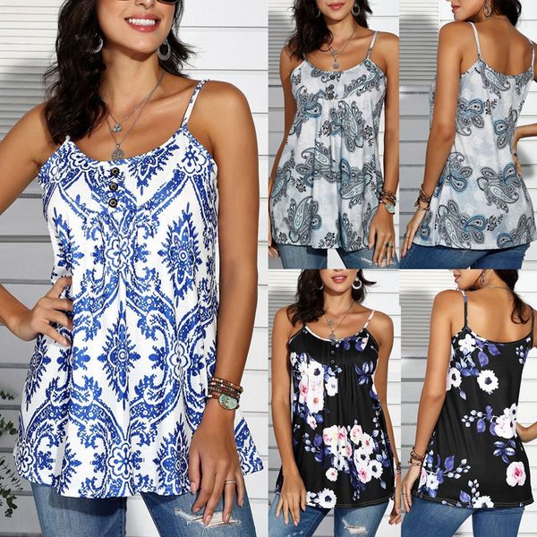 women's blouse summer sleeveless print tunic, White
